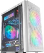 Mars Gaming MC300 Case gaming compatto - Finestra in vetro temperato - Tripla ventilazione - Supporto per raffreddamento a liquido - Illuminazione RGB fissa - Colore bianco