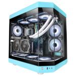 Mars Gaming MC-3T Case Gaming Premium - Tre pannelli in vetro temperato - Montaggio verticale della GPU - Capacità per 10 ventole - USB-C avanzato - Colore blu