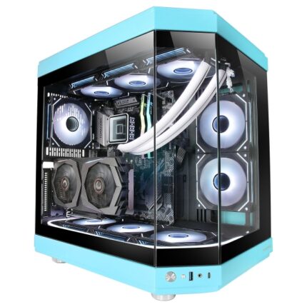 Mars Gaming MC-3T Case Gaming Premium - Tre pannelli in vetro temperato - Montaggio verticale della GPU - Capacità per 10 ventole - USB-C avanzato - Colore blu