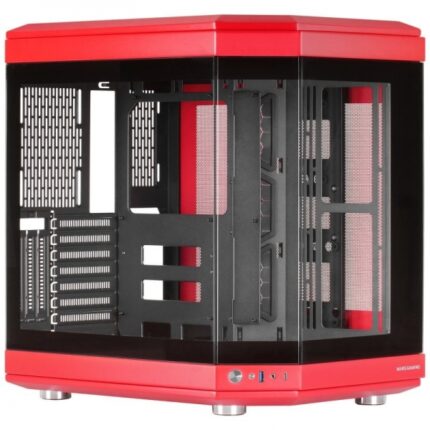 Mars Gaming MC-3T Case Gaming Premium - Tre pannelli in vetro temperato - Montaggio verticale della GPU - Connettività USB-C - Fino a 10 ventole - Colore rosso