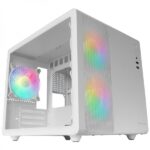 Mars Gaming MC-MPRO Case compatto professionale - Doppia camera - Triplo raffreddamento - Vetro temperato - Pannello in rete - Supporto liquido 240 mm - Colore bianco