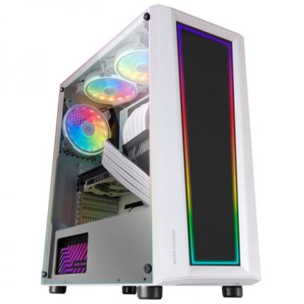 Mars Gaming MC-ART Case personalizzabile - Pannelli disegnabili - Illuminazione ARGB 12 modalità - Raffreddamento avanzato - Compatibile con schede ATX/MicroATX/Mini-ITX - Colore bianco