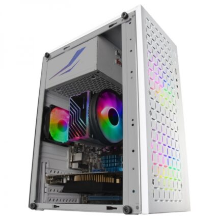 Mars Gaming MC-CORE Minitorre Gaming - Griglia in metallo MESH - Finestra laterale - 2 ventole FRGB - Supporto Micro-ATX/Mini-ITX - Archiviazione versatile - Colore bianco