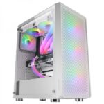 Mars Gaming MC-F Semitorre Gaming - 4 ventole ARGB - Finestra in vetro temperato - Supporto per raffreddamento a liquido - Colore bianco