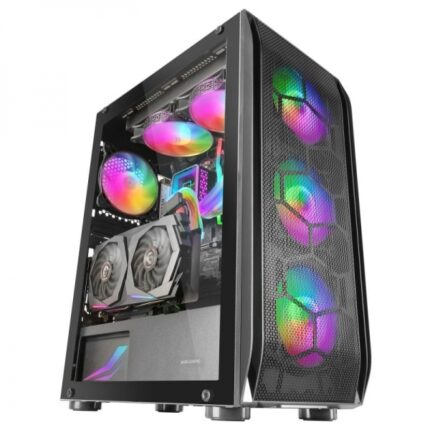 Mars Gaming MC-KX Case PC - Raffreddamento massimo con 5 ventole - Sistema CPU FREEZER - Compatibile con raffreddamento a liquido - Illuminazione ARGB - Colore nero