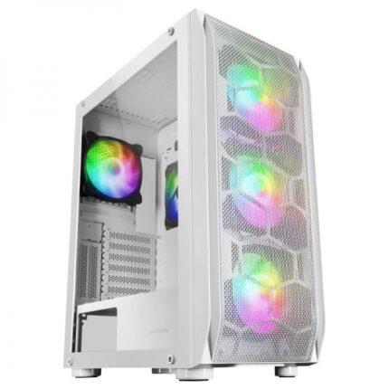 Mars Gaming MC-KX Case PC - Massima raffreddamento - 5 ventole - Sistema CPU FREEZER - Compatibile con raffreddamento a liquido - ARGB con telecomando RF - Colore bianco
