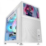 Mars Gaming MC-LCD Case PC Gaming - Schermo LCD IPS da 8" - Supporto per raffreddamento a liquido - Connettività USB-C e USB 3.0 - Ampio spazio di espansione - Colore bianco