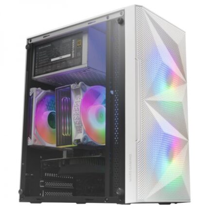 Mars Gaming MC-ME Minitorre - Finestra in vetro temperato - 2 ventole FRGB - Supporto MicroATX/Mini-ITX - Illuminazione RGB avanzata - Colore bianco