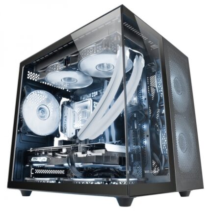 Mars Gaming MC-NOVAM Minitorre - Doppio vetro temperato - Fino a 7 ventole - Modulare - USB-C e USB 3.0 - Compatibile con MicroATX e Mini-ITX - Colore nero