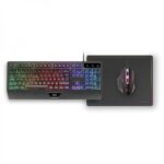 Mars Gaming MCP124 Combo Gaming 3in1 - Tastiera H-Mech FRGB - Mouse RGB Switches HUANO - Tappetino Nanotextil Rainbow - Compatibilità multipiattaforma - Colore nero