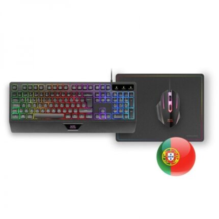 Mars Gaming MCP124 Combo Gaming 3in1 - Tastiera H-Mech RGB - Mouse 3200 DPI Switches HUANO - Tappetino Nanotextile Rainbow - Multipiattaforma - Colore Nero