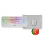Mars Gaming MCP124 Combo Gaming 3in1 - Tastiera H-Mech RGB - Mouse RGB Switches HUANO - Tappetino Nanotextil Rainbow - Compatibilità multipiattaforma - Colore bianco