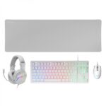 Mars Gaming MCP-RGB3 Combo Gaming 4in1 - Tastiera TKL H-Mech - Mouse 3200 DPI RGB - Cuffie FRGB con cancellazione del rumore - Tappetino XXL antiscivolo - Colore bianco
