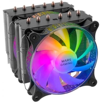 Mars Gaming MCPU-XT Dissipatore - Prestazioni estreme 300W TDP - Doppia torre - 6 heatpipe HCT - Compatibile ARGB - Multisocket universale - Facile installazione - Colore nero