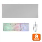 Mars Gaming MCPX Combo Gaming Premium - Tastiera ibrida H-MECH - Mouse 10K DPI ultraleggero - Tappetino XXL - Illuminazione FRGB Rainbow - Colore bianco