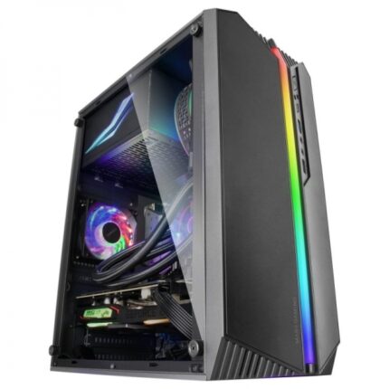Mars Gaming MC-S1 Case compatto da gaming - Illuminazione ARGB a 12 modalità - Finestra laterale completa - Raffreddamento avanzato - Compatibile con Micro-ATX/Mini-ITX - Colore nero