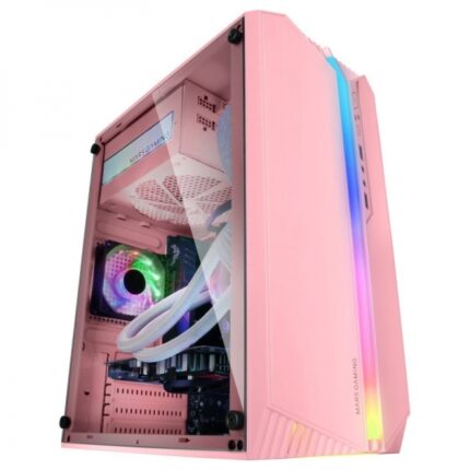 Mars Gaming MC-S1 Case compatto da gaming - Illuminazione ARGB a 12 modalità - Finestra laterale completa - Ventola FRGB inclusa - Compatibile con Micro-ATX/Mini-ITX - Colore rosa