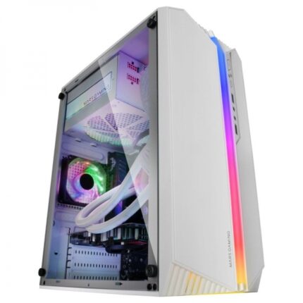 Mars Gaming MC-S1 Case compatto da gaming - Illuminazione ARGB 12 modalità - Ventola FRGB inclusa - Finestra laterale completa - Compatibile Micro-ATX/Mini-ITX - Colore bianco