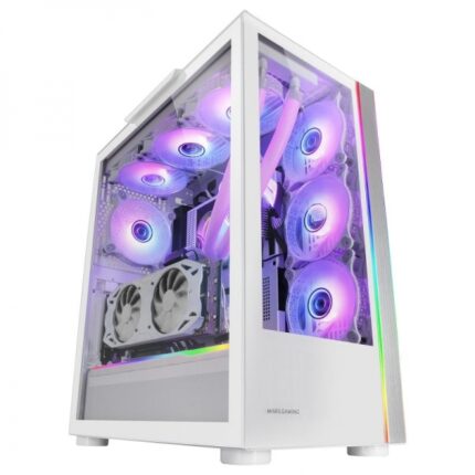 Mars Gaming MC-ULT Case Gaming CUSTOM - Doppio vetro temperato - Supporto E-ATX - Capacità per 9 ventole - Spazio di archiviazione XXL - Gestione interna dei cavi - Colore bianco
