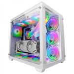 Mars Gaming MCV3 Case personalizzato - Doppia finestra in vetro temperato - Capacità XXL - Struttura modulare - Supporto per raffreddamento a liquido - Colore bianco