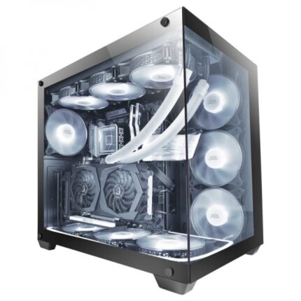 Mars Gaming MCV4 Torre Gaming Custom Premium - Vetro temperato senza cornice - Struttura modulare a doppia camera - Supporto per 10 ventole - E-ATX XXL - Colore nero