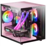 Mars Gaming MC-VIEW Mini tower gaming personalizzata premium - Vetro temperato - Struttura modulare - Supporto per 7 ventole - Compatibile MicroATX/Mini-ITX - Colore rosa