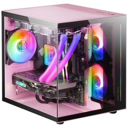 Mars Gaming MC-VIEW Mini tower gaming personalizzata premium - Vetro temperato - Struttura modulare - Supporto per 7 ventole - Compatibile MicroATX/Mini-ITX - Colore rosa