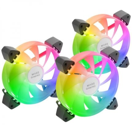 Mars Gaming MF-3A Kit di ventole ARGB - Illuminazione a 360º senza cornice - Effetti ARGB Rainbow - Tecnologia FDB ultrasilenziosa - Compatibile ARGB 3pin 5V - Colore vari
