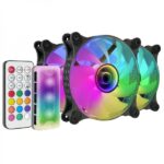 Mars Gaming MF-3DKIT Ventilatori ARGB - Specchio infinito 3D - 220 effetti - Controller avanzato - Ventilazione silenziosa - Compatibile con schede madri ARGB - Colore nero