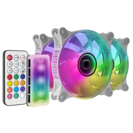 Mars Gaming MF-3DKIT Ventilatori ARGB Specchio Infinito - 220 Effetti - Controller Avanzato - Illuminazione a 360° - Compatibile con Schede Madri ARGB - Colore Bianco