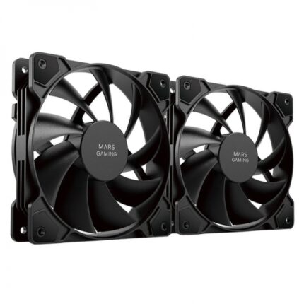 Mars Gaming MFPROX2W Ventilatori professionali - Ultra silenziosi - Cuscinetti FDB - Connettività 3PIN+4PIN - Kit da 2 unità - Bianco o nero - Colore nero