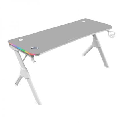 Mars Gaming MGD140RGB Tavolo da gaming - Illuminazione 3D ARGB - Spazio extra large - Struttura in acciaio - Tappetino nanotessile - Facile da montare - Gestione dei cavi - Colore bianco