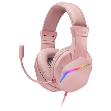 Mars Gaming MH122 Cuffie da gioco - Suono Hi-Fi Ultra-Bass - Illuminazione FRGB - Cancellazione passiva del rumore - Compatibilità multipiattaforma - Colore rosa