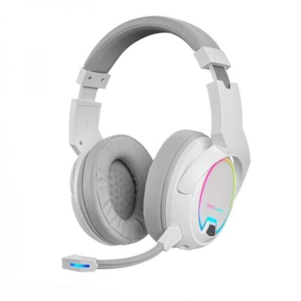 Mars Gaming MHW-100 Cuffie wireless - Suono avvolgente - Illuminazione ARGB - 40 ore di autonomia - Microfono ENC rimovibile - Connessione 2.4GPRO senza latenza - Colore bianco