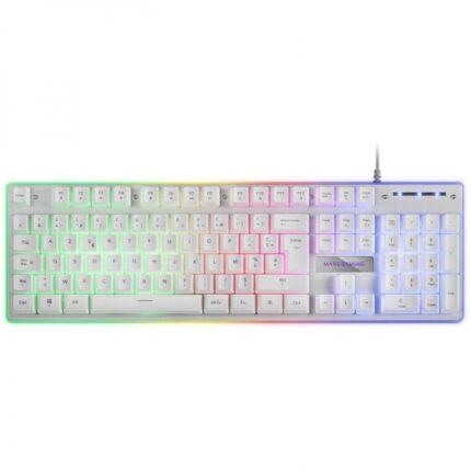 Mars Gaming MK220 Tastiera da gioco - Tecnologia H-MECH - Illuminazione FRGB Rainbow Halo - Pannello in alluminio - Alta resistenza - Colore bianco