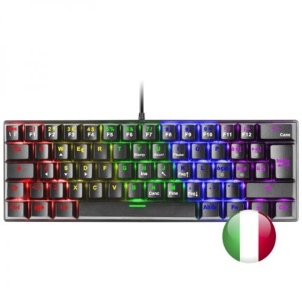 Mars Gaming MK60 Tastiera meccanica da gioco - Ultracompatta 60% - Interruttori antipolvere - Illuminazione RGB - Anti-ghosting avanzato - Multipiattaforma - Italiano - Colore nero