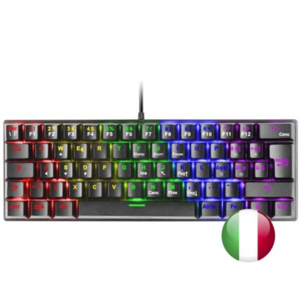 Mars Gaming MK60 Tastiera meccanica da gioco - Ultracompatta 60% - Interruttori antipolvere - Illuminazione RGB - Tasti indelebili - Anti-ghosting avanzato - Multipiattaforma - Italiano - Colore nero