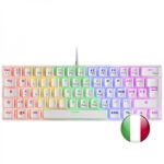 Mars Gaming MK60 Tastiera meccanica da gioco - Ultracompatta 60% - Illuminazione RGB - Interruttori antipolvere - Tasti indelebili - Multipiattaforma - Italiano - Colore bianco
