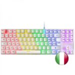 Mars Gaming MK80 Tastiera meccanica da gioco - Compatta TKL - Illuminazione RGB - Tasti indelebili - Interruttori antipolvere - Multipiattaforma - Anti-Ghosting avanzato - Italiano - Colore bianco