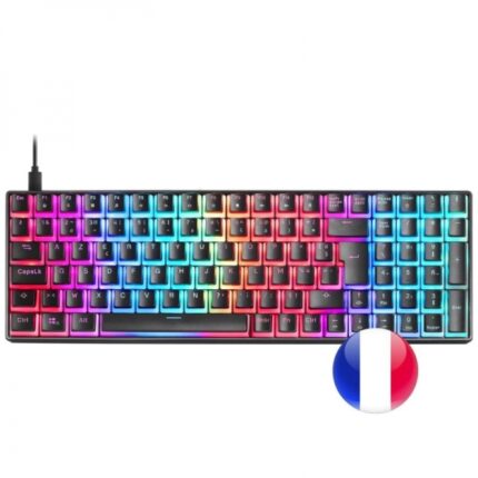 Mars Gaming MKULTRA Tastiera da gioco premium - Compatta 96% - Tasti PBT Pudding - Illuminazione FULL RGB CHROMA - Interruttori meccanici OUTEMU SQ - USB-C rimovibile - Francese - Colore nero