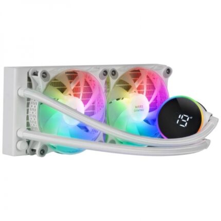 Mars Gaming ML-LCD240 Sistema di raffreddamento a liquido - Ventilatori ARGB - Opti-chamber 3rd Gen - Display LCD della temperatura - Compatibilità multisocket - Colore bianco