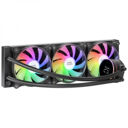 Mars Gaming ML-LCD360 Raffreddamento liquido ARGB - Dissipazione superiore - Ventilatori ARGB 120 mm - Schermo LCD - TDP 600 W - Tubi in teflon - Multisocket universale - Colore nero