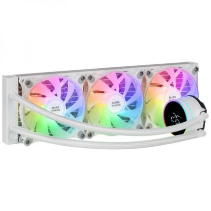 Mars Gaming ML-LCD360 Raffreddamento liquido ARGB - Tre ventole da 120 mm - Display LCD temperatura - Compatibilità multisocket - TDP 600 W - Tubi in teflon - Colore bianco
