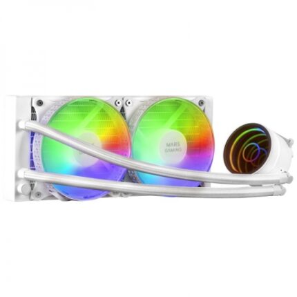 Mars Gaming ML-ONE240 Kit di raffreddamento a liquido - Potenza 400W - Specchio infinito FRGB - Pompa OPTI-CHAMBER - Ventilatori silenziosi FDB - Compatibilità universale - Colore bianco