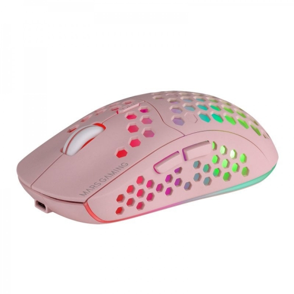 Mars Gaming MMW3 Mouse wireless ultraleggero - RGB Flow - Sensore ottico 3200 DPI - Interruttori HUANO - Batteria ricaricabile - Design ergonomico Rosa - Colore Rosa Mars Gaming MMW3 Mouse wireless ultraleggero - RGB Flow - Sensore ottico 3200 DPI - Interruttori HUANO - Batteria ricaricabile - Design ergonomico Rosa - Colore Rosa