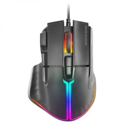 Mars Gaming MM-XT Mouse da gioco - Illuminazione RGB - Sensore 12800 DPI - 9 pulsanti HUANO - Cavo Feather Paracord - Compatibile con PC e console - Colore nero