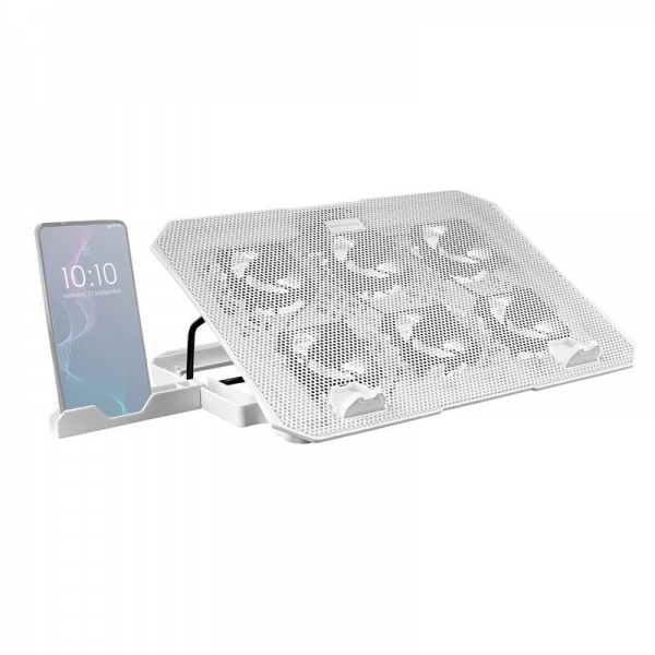 Mars Gaming MNBC23 Base di raffreddamento - 6 ventole LED blu - Supporto regolabile - Struttura robusta - Supporto per smartphone - 2 porte USB 2.0 - Colore bianco Mars Gaming MNBC23 Base di raffreddamento - 6 ventole LED blu - Supporto regolabile - Struttura robusta - Supporto per smartphone - 2 porte USB 2.0 - Colore bianco