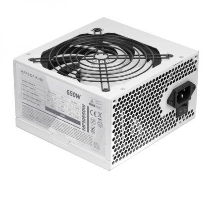 Alimentatore Mars Gaming MPIII650 - Tecnologia AI-RPM silenziosa - Efficienza DIGITAL APFC al 99% - Cavi piatti extra lunghi - Certificazione TÜV Rheinland - Colore bianco