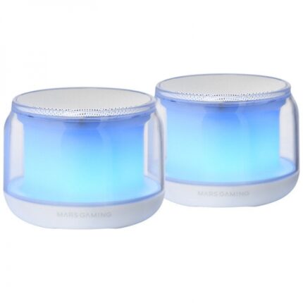 Mars Gaming MS-AURA Altoparlanti Bluetooth RGB - Suono avvolgente 15W - DSP personalizzato - Illuminazione RGB 360º - Bluetooth 5.3 - Connessione Jack - Controllo intuitivo - Colore bianco