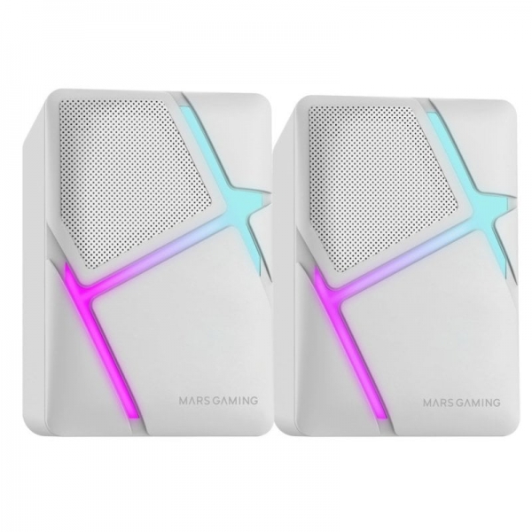 Mars Gaming MS-H Altoparlanti compatti - Suono avvolgente 10W - Illuminazione RGB Flow - Driver invertiti - Connessione jack e USB - Controllo del volume facile - Colore bianco Mars Gaming MS-H Altoparlanti compatti - Suono avvolgente 10W - Illuminazione RGB Flow - Driver invertiti - Connessione jack e USB - Controllo del volume facile - Colore bianco